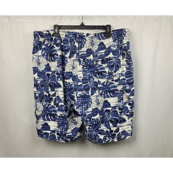 Mantaray Men's Swim Trunk Cargo Shorts Drawstring Hawaiian Print Lined Size XXL - Picture 3 of 7
